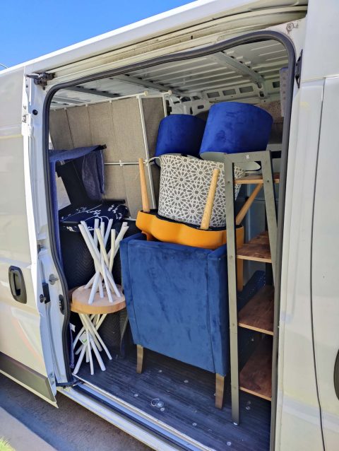 Packed Van Blue Couch