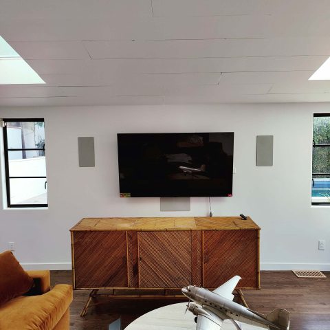 TV over Wooden Cabinet